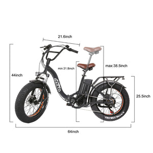 NAKTO 48V/10Ah 500W City Cargo Fat Tire Folding Electric Bike FOLDING OX