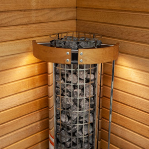 Harvia Cilindro Half Series 8kW Stainless Steel Sauna Heater at 240V 1PH with Built-In Controls