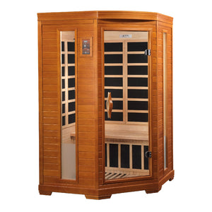 Dynamic Heming 2-person Corner Low EMF Infrared Sauna 7 Dynamic Low Carbon Heaters and Built-in Speakers with Bluetooth and MP3