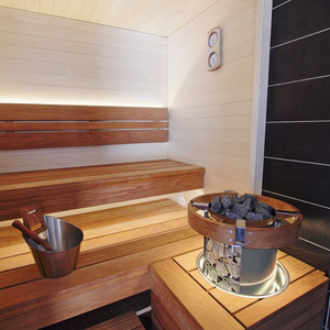 Harvia Cilindro Half Series 8kW Stainless Steel Sauna Heater at 240V 1PH with Built-In Controls