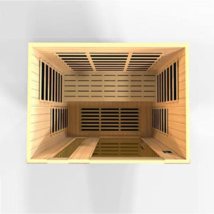 Dynamic Lugano 3-person Low EMF Infrared Sauna 9 Dynamic Low Carbon Heaters and Built-in Speakers with Bluetooth and MP3