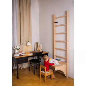 Wooden stall bars childrens ladder for home – BenchK 112 with desk