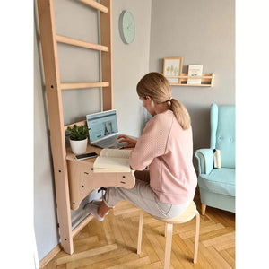 Wooden stall bars childrens ladder for home – BenchK 112 with desk