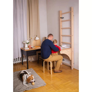 Wooden stall bars childrens ladder for home – BenchK 112 with desk