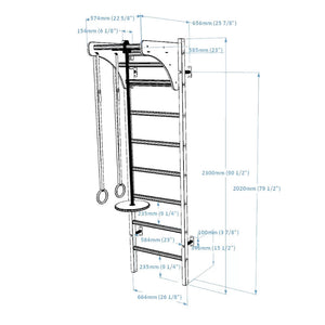 Swedish ladder for kids with gymnastic accessories – BenchK 211B + A076