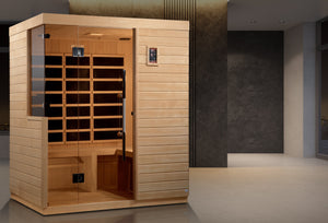 Dynamic Bilbao 3-person Ultra Low EMF Infrared Sauna 9 Dynamic Pure Tech Carbon Heaters and Built-in Speakers with Bluetooth and MP3