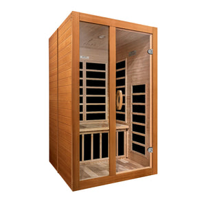 Dynamic Santiago Elite 2-person Ultra Low EMF Infrared Sauna 7 Dynamic Pure Tech Carbon Heaters and Built-in Speakers with Bluetooth and MP3