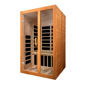 Dynamic Santiago Elite 2-person Ultra Low EMF Infrared Sauna 7 Dynamic Pure Tech Carbon Heaters and Built-in Speakers with Bluetooth and MP3