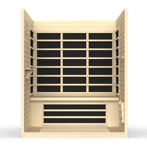 Dynamic Vila 3-person Ultra Low EMF Infrared Sauna 6 Dynamic Pure Tech Carbon Heaters and Built-in Speakers with Bluetooth and MP3