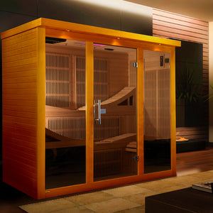 Dynamic Monaco 6-person Ultra Low EMF Infrared Sauna 15 Dynamic Pure Tech Carbon Heaters and Built-in Speakers with Bluetooth and MP3