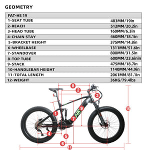 Eunorau Fat HS 1000W 48V Fat Tire Mid-Drive eBike