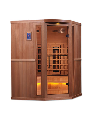 Golden Designs 3-Person Corner Full Spectrum PureTech™ Near Zero EMF Infrared Sauna