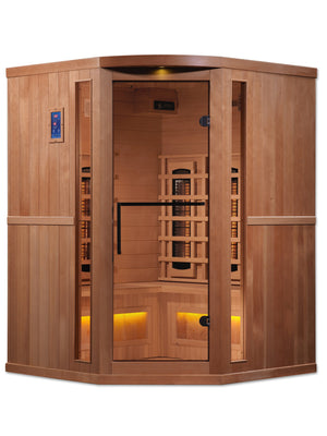 Golden Designs 3-Person Corner Full Spectrum PureTech™ Near Zero EMF Infrared Sauna