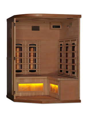 Golden Designs 3-Person Corner Full Spectrum PureTech™ Near Zero EMF Infrared Sauna