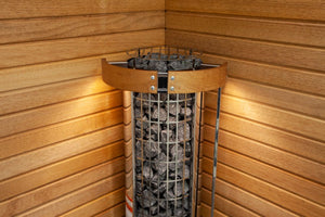 Harvia Cilindro Half Series 9kW Stainless Steel Sauna Heater at 240V 1PH with Built-In Controls