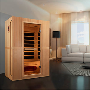 Maxxus 2-Person Hemlock Low EMF Infrared Sauna with 6 Dual Tech Heaters and Built-in Speakers with Bluetooth and MP3