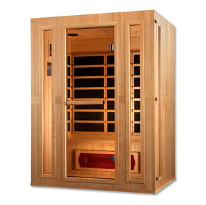 Maxxus 3-Person Corner Hemlock Low EMF Infrared Sauna with 7 Dual Tech Heaters and Built-in Speakers with Bluetooth and MP3