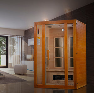 Maxxus “Aspen” 2-Person Hemlock Low EMF FAR Infrared Sauna with 6 Dual Tech Heaters and Built-in Speakers with Bluetooth and MP3