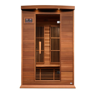 Maxxus 2-Person Near Zero EMF Red Cedar Infrared Sauna 6 Pure Tech Carbon Heaters and Built-in Speakers with Bluetooth and MP3