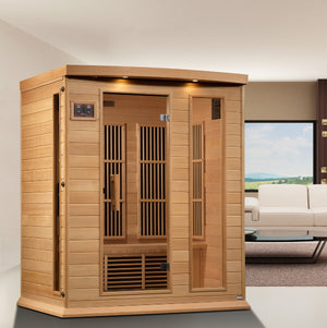 Maxxus 3-Person Near Zero EMF Infrared Sauna 7 Pure Tech Carbon Heaters and Built-in Speakers with Bluetooth and MP3