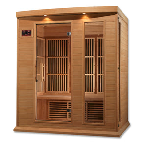 Maxxus 3-Person Hemlock Low EMF Infrared Sauna with 7 Carbon Tech Heaters and Built-in Speakers with Bluetooth and MP3