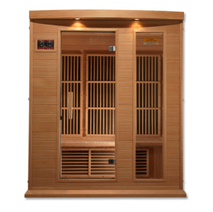 Maxxus 3-Person Hemlock Low EMF Infrared Sauna with 7 Carbon Tech Heaters and Built-in Speakers with Bluetooth and MP3