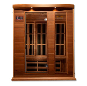 Maxxus 3-Person Low EMF Red Cedar Infrared Sauna with 7 Dual Tech Heaters and Built-in Speakers with Bluetooth and MP3