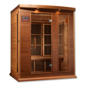 Maxxus 3-Person Low EMF Red Cedar Infrared Sauna with 7 Dual Tech Heaters and Built-in Speakers with Bluetooth and MP3