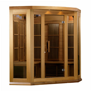 Maxxus 3-Person Corner Low EMF Red Cedar Infrared Sauna with 9 Dual Tech Heaters and Built-in Speakers with Bluetooth and MP3