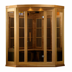 Maxxus 3-Person Corner Low EMF Red Cedar Infrared Sauna with 9 Dual Tech Heaters and Built-in Speakers with Bluetooth and MP3