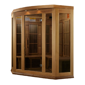 Maxxus 3-Person Corner Low EMF Red Cedar Infrared Sauna with 9 Dual Tech Heaters and Built-in Speakers with Bluetooth and MP3