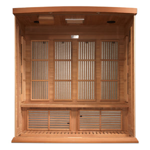 Maxxus 4-Person Near Zero EMF Red Cedar Infrared Sauna 9 Pure Tech Carbon Heaters and Built-in Speakers with Bluetooth and MP3