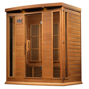 Maxxus 4-Person Near Zero EMF Red Cedar Infrared Sauna 9 Pure Tech Carbon Heaters and Built-in Speakers with Bluetooth and MP3