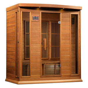 Maxxus 4-Person Near Zero EMF Red Cedar Infrared Sauna 9 Pure Tech Carbon Heaters and Built-in Speakers with Bluetooth and MP3