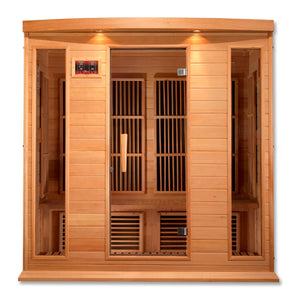 Maxxus 4-Person Hemlock Low EMF Infrared Sauna with 9 Carbon Tech Heaters and Built-in Speakers with Bluetooth and MP3