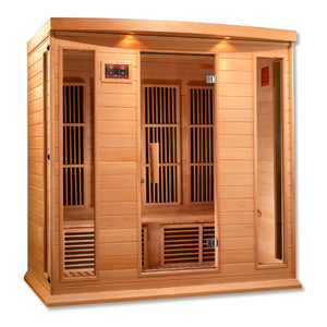 Maxxus 4-Person Hemlock Low EMF Infrared Sauna with 9 Carbon Tech Heaters and Built-in Speakers with Bluetooth and MP3