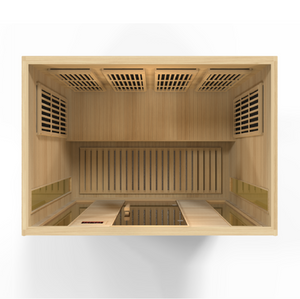 Maxxus 4-Person Hemlock Low EMF Infrared Sauna with 9 Carbon Tech Heaters and Built-in Speakers with Bluetooth and MP3