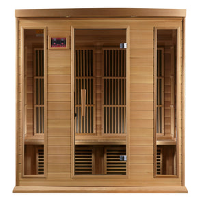 Maxxus 4-Person Low EMF Red Cedar Infrared Sauna with 9 Dual Tech Heaters and Built-in Speakers with Bluetooth and MP3