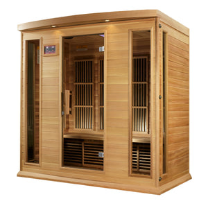 Maxxus 4-Person Low EMF Red Cedar Infrared Sauna with 9 Dual Tech Heaters and Built-in Speakers with Bluetooth and MP3