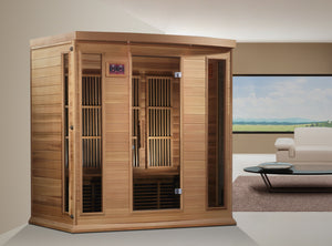 Maxxus 4-Person Low EMF Red Cedar Infrared Sauna with 9 Dual Tech Heaters and Built-in Speakers with Bluetooth and MP3