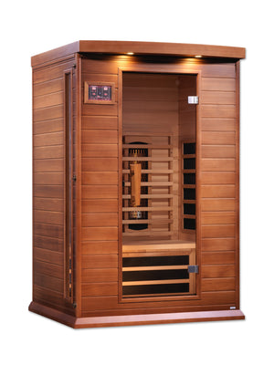 Maxxus 2-Person Full Spectrum Near Zero EMF Red Cedar Infrared Sauna 6 Tech Carbon Heaters and Built-in Speakers with Bluetooth and MP3
