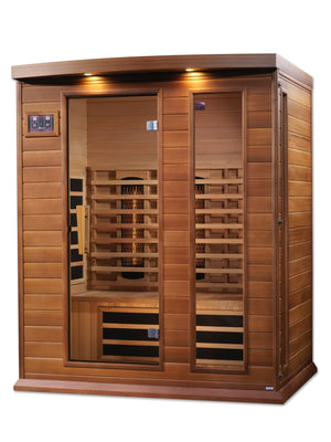 Maxxus 3-Person Full Spectrum Near Zero EMF Red Cedar Infrared Sauna 7 Pure Tech Carbon Heaters and Built-in Speakers with Bluetooth and MP3