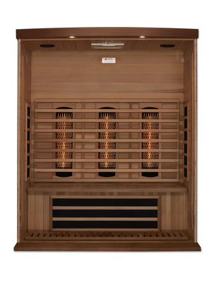 Maxxus 3-Person Full Spectrum Near Zero EMF Red Cedar Infrared Sauna 7 Pure Tech Carbon Heaters and Built-in Speakers with Bluetooth and MP3