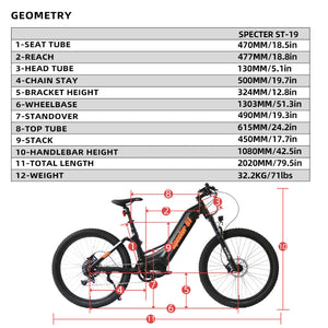 Eunorau Specter ST 1000W 48V Fat Tire Mid-Drive eBike