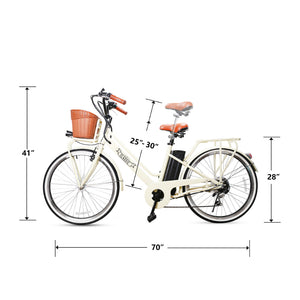 NAKTO 36V/12Ah 350W Step-Thru Electric Bike With Plastic Basket CLASSIC