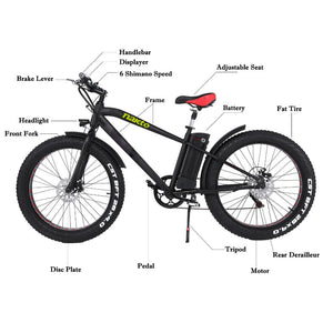 NAKTO 36V/10Ah 300W Fat Tire Electric Bike CRUISER