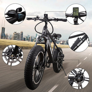 NAKTO 48V/8Ah 350W Fat Tire Electric Bike DISCOVERY